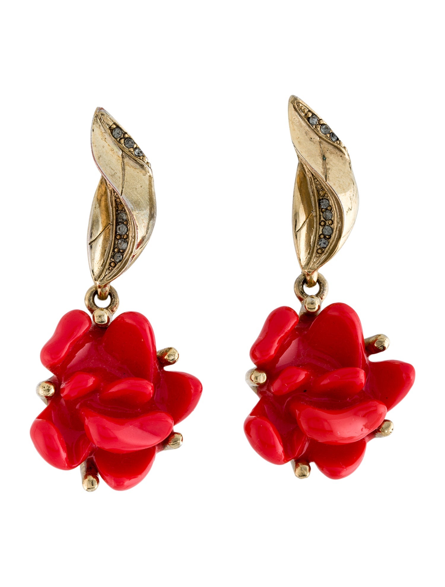 Oscar de la Renta Marigold Acrylic Drop Clip-On Earrings