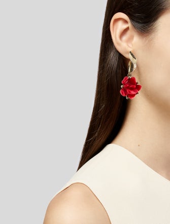 Oscar de la Renta Marigold Acrylic Drop Clip-On Earrings