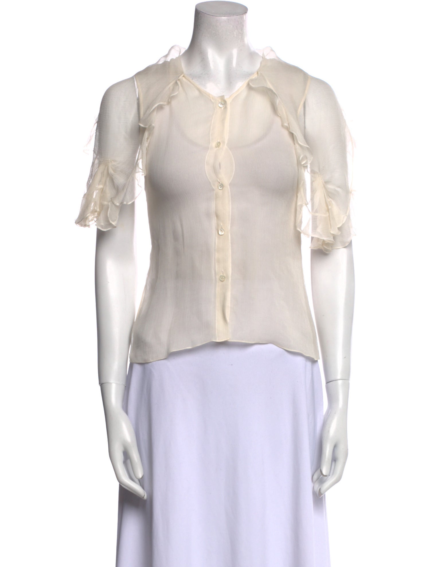 Oscar de la Renta Vintage Silk Button-Up Top