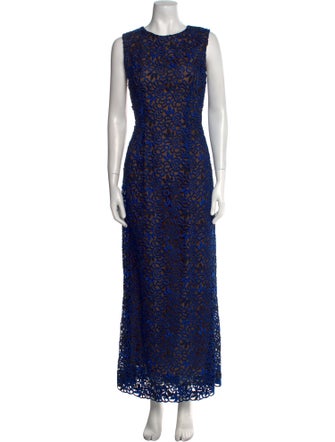 Oscar de la Renta Lace Pattern Long Dress