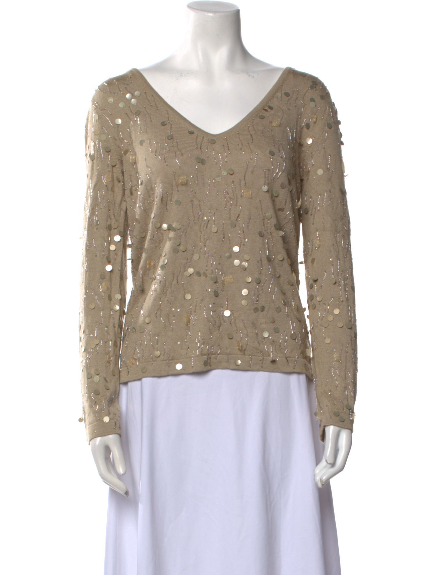 Oscar de la Renta Cable Knit V-Neck Sweater
