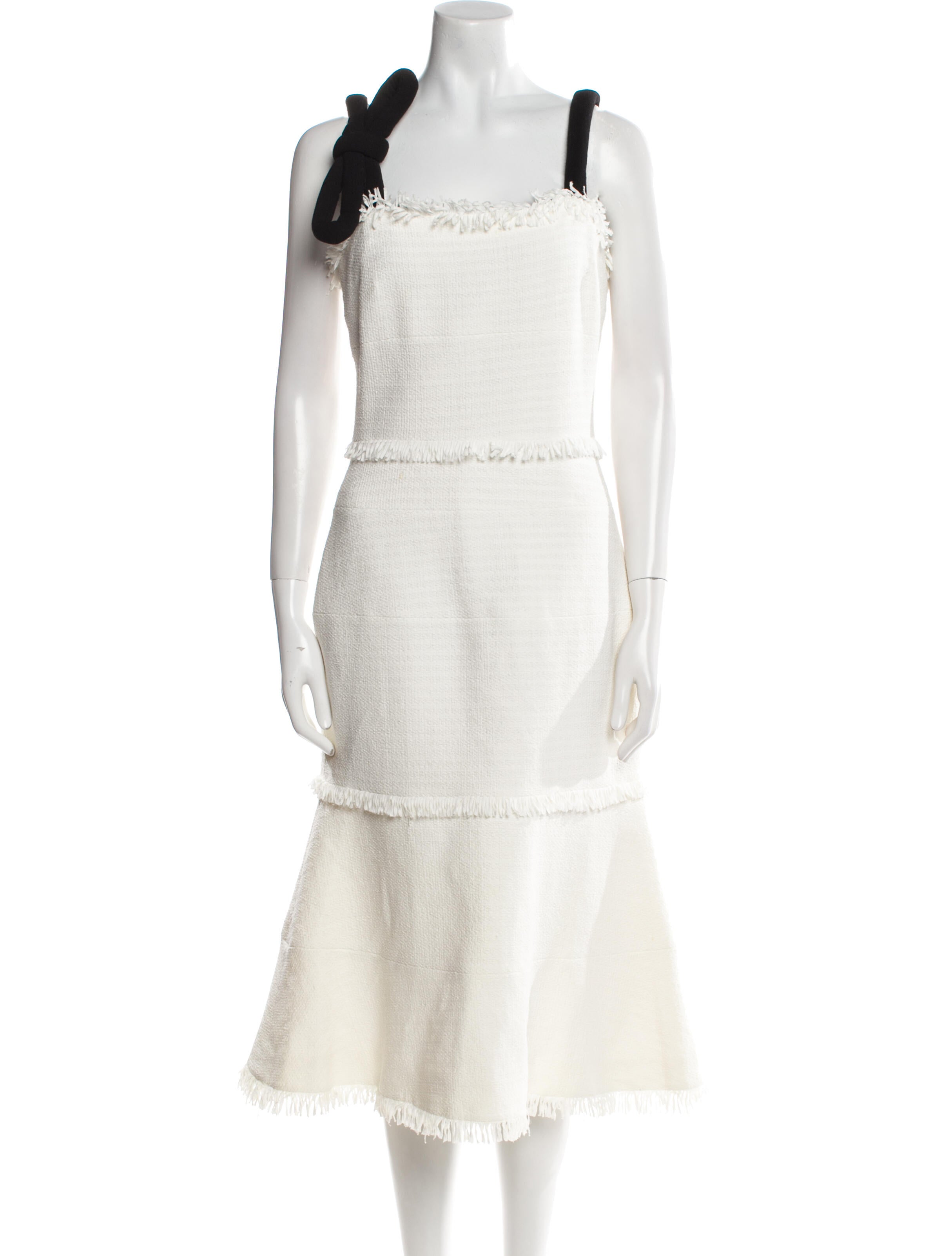 Oscar de la Renta Square Neckline Knee-Length Dress