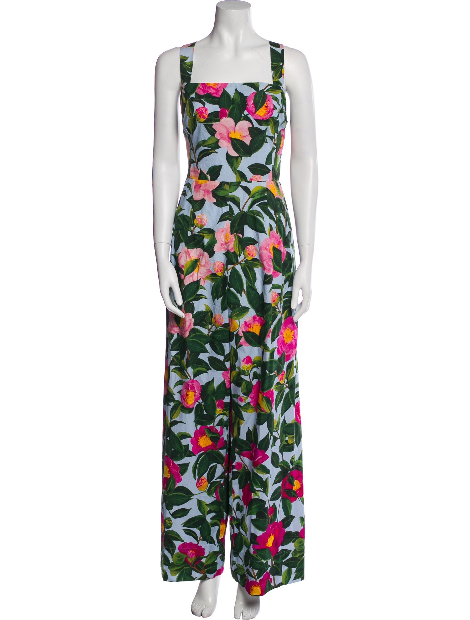 Oscar de la Renta Printed Square Neckline Jumpsuit