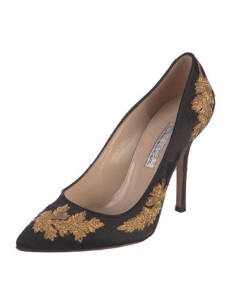 Oscar de la Renta Satin Printed Pumps