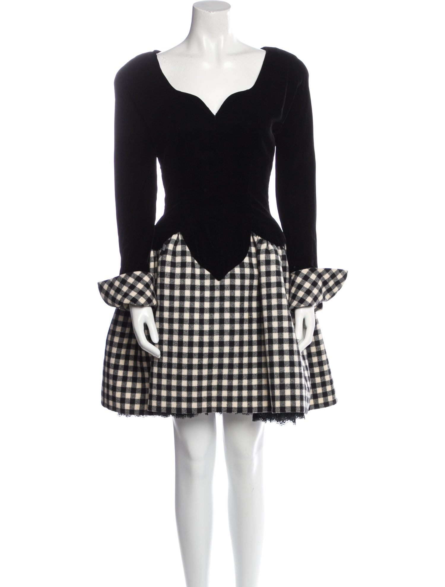 Oscar de la Renta Plaid Print Knee-Length Dress