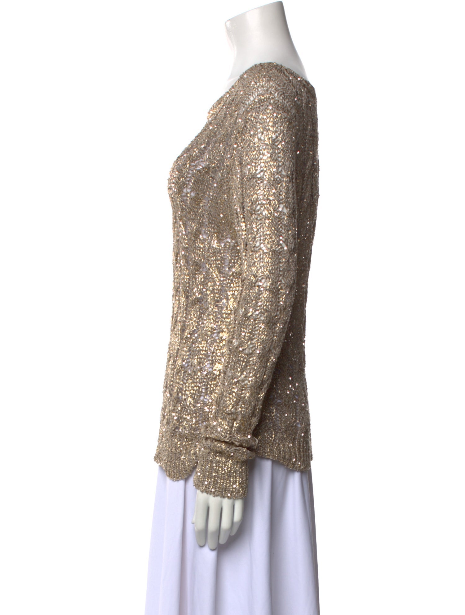 Oscar de la Renta Silk Scoop Neck Sweater