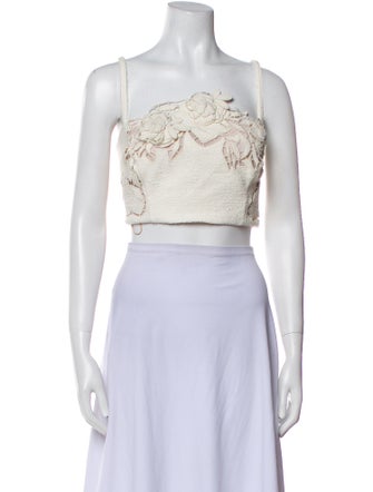Oscar de la Renta 2025 Square Neckline Crop Top