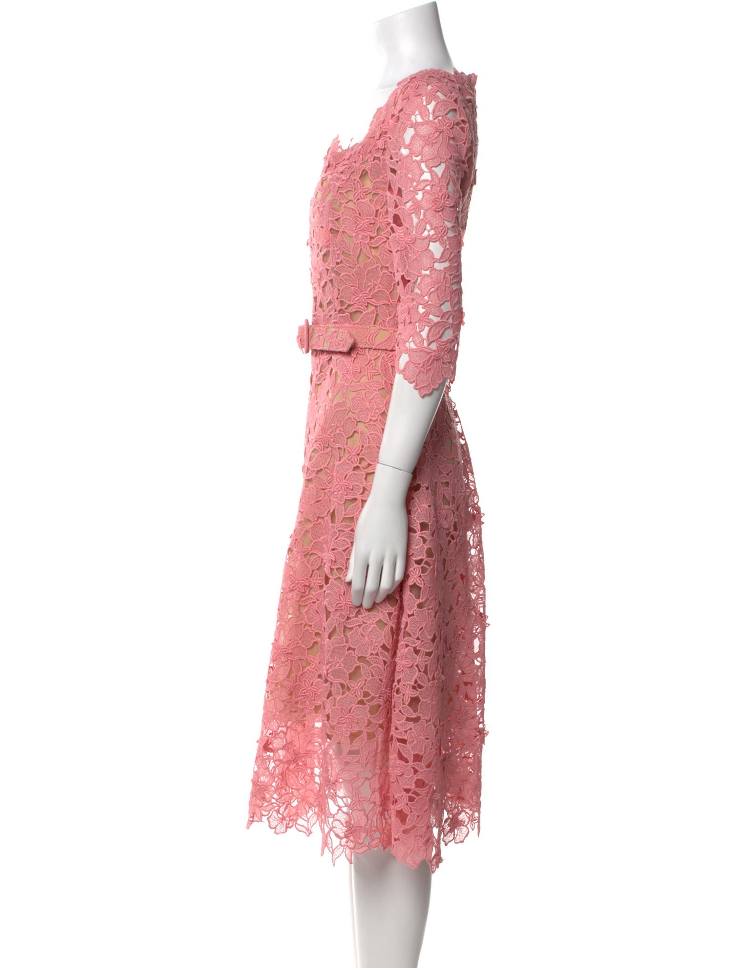 Oscar de la Renta Lace Pattern Midi Length Dress