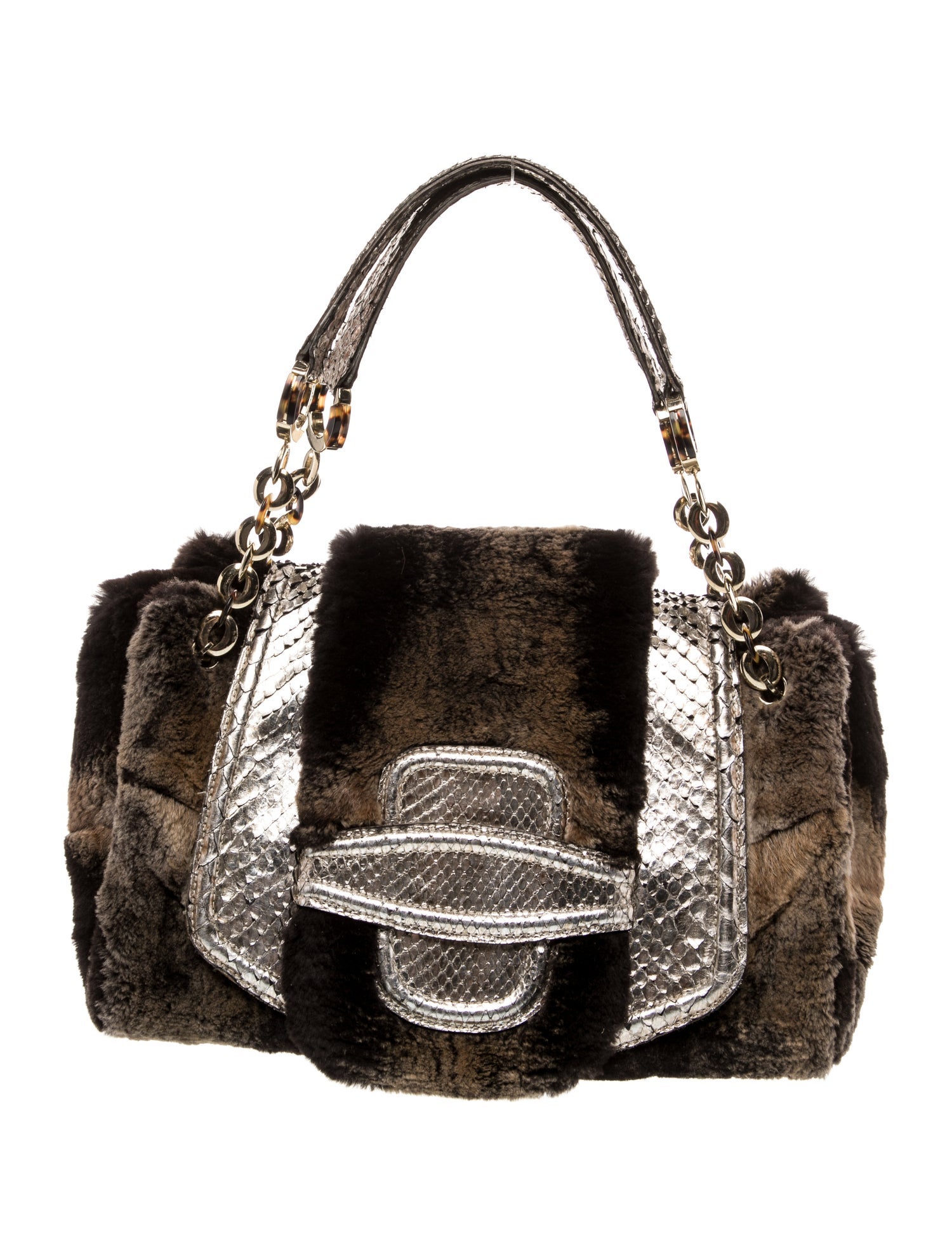 Oscar de la Renta Shearling Top Handle Bag