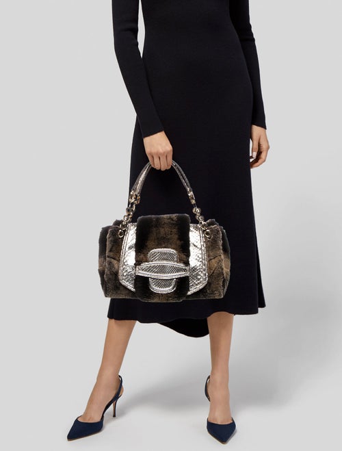 Oscar de la Renta Shearling Top Handle Bag