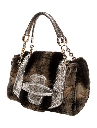 Oscar de la Renta Shearling Top Handle Bag