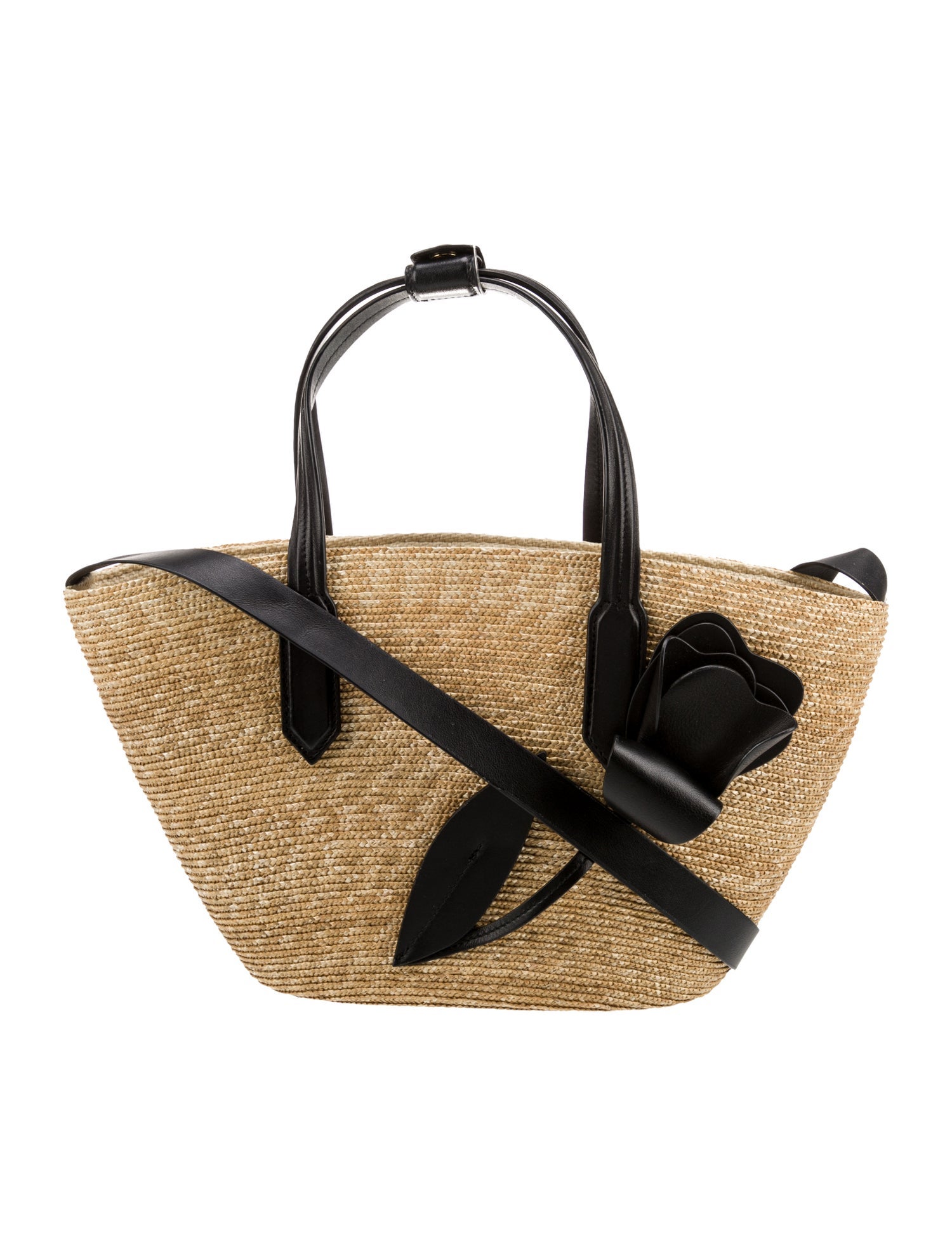 Oscar de la Renta Raffia Top Handle Bag