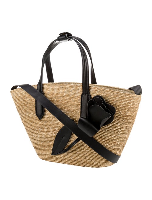 Oscar de la Renta Raffia Top Handle Bag