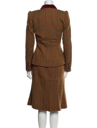 Oscar de la Renta Plaid Print Skirt Suit