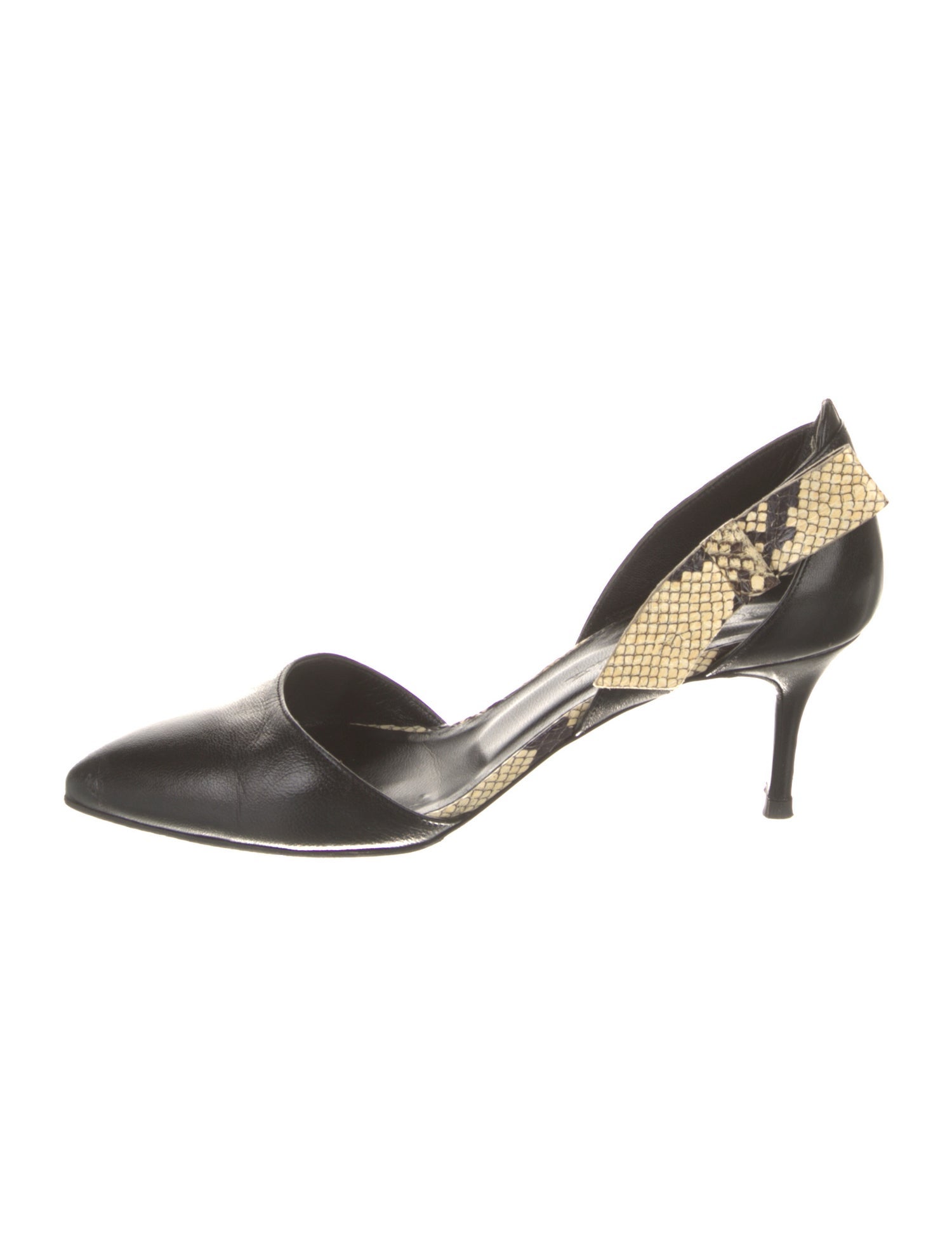 Oscar de la Renta Leather Animal Print D'Orsay Pumps