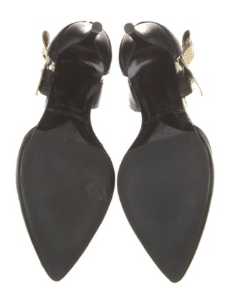 Oscar de la Renta Leather Animal Print D'Orsay Pumps