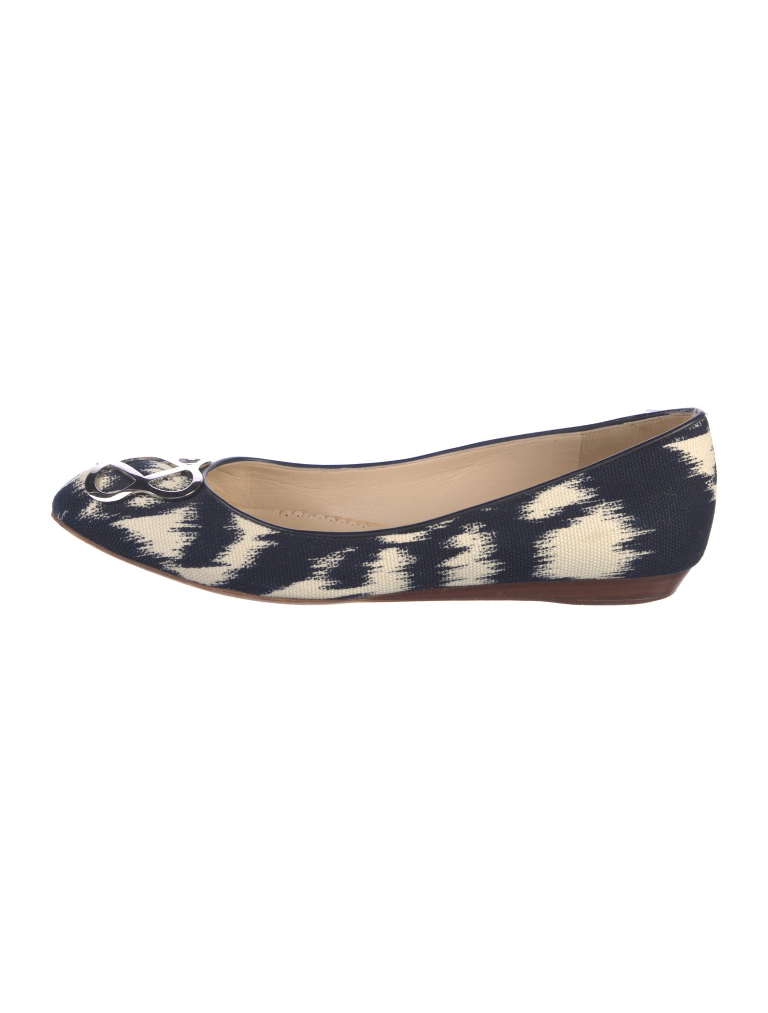 Oscar de la Renta Canvas Printed Ballet Flats