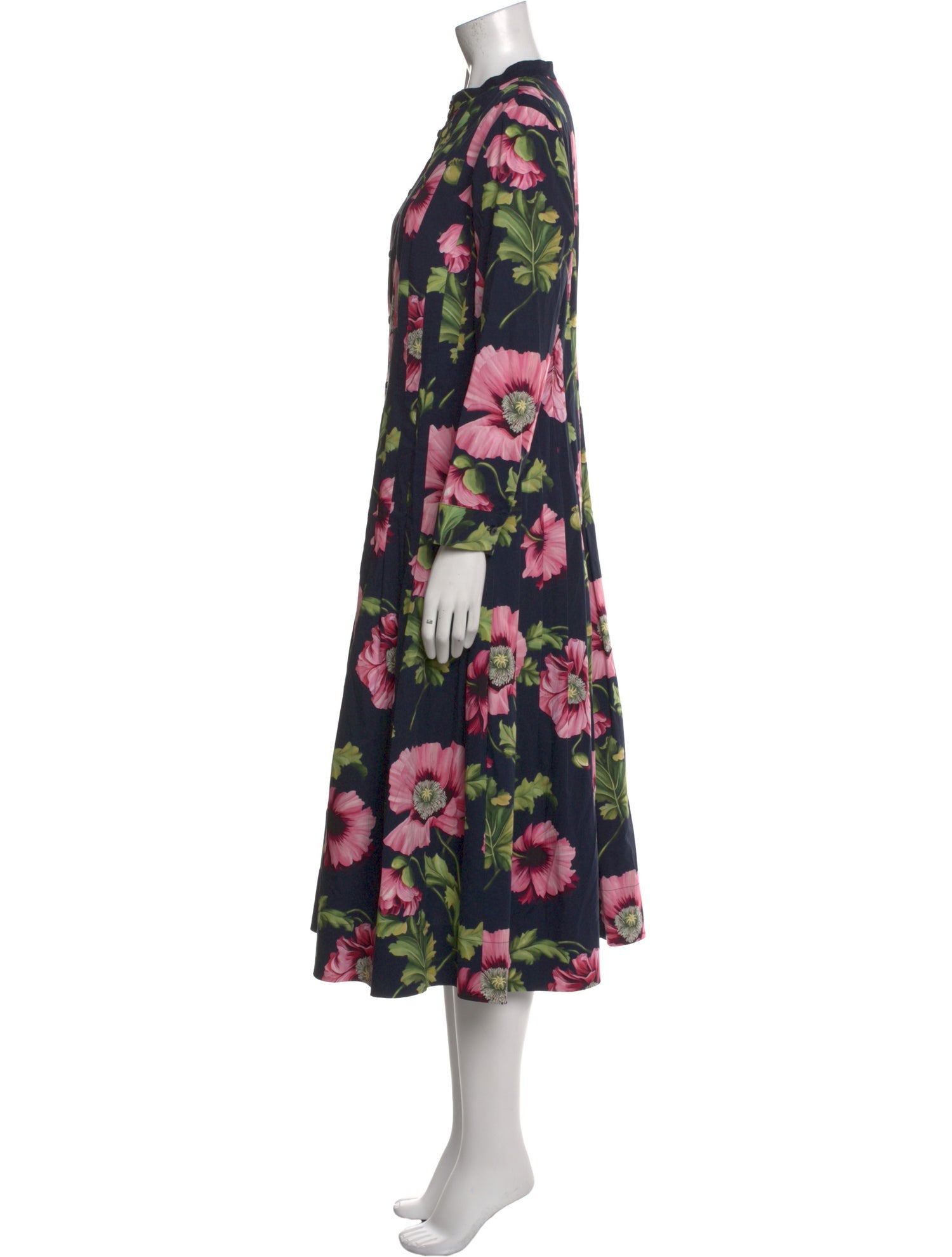 Oscar de la Renta Floral Print Midi Length Dress