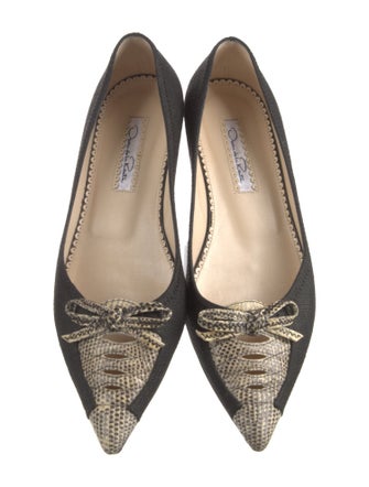 Oscar de la Renta Canvas Crystal Embellishments Ballet Flats