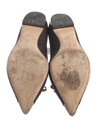 Oscar de la Renta Canvas Crystal Embellishments Ballet Flats