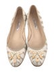 Oscar de la Renta Printed Crystal Embellishments Ballet Flats