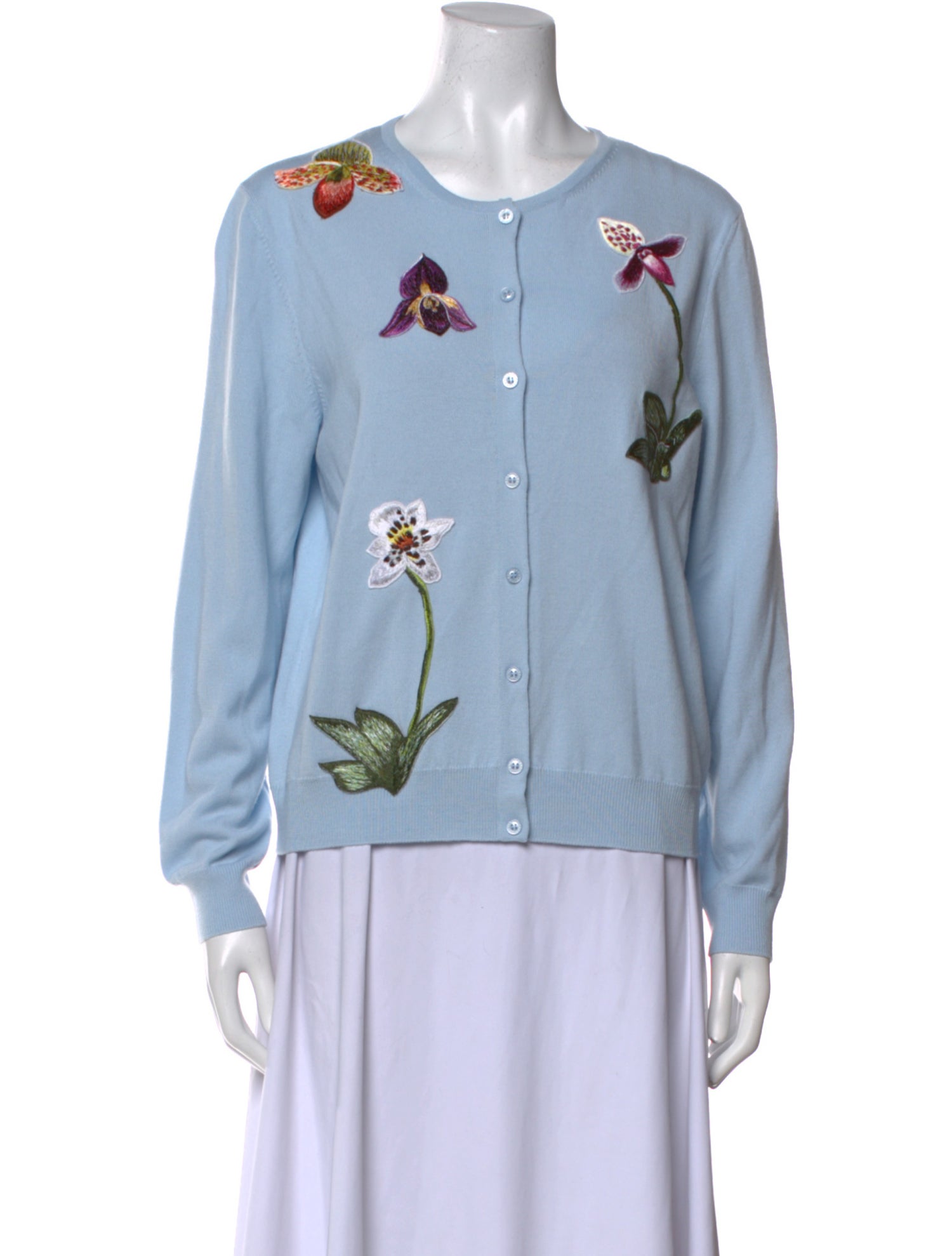 Oscar de la Renta Virgin Wool Printed Sweater