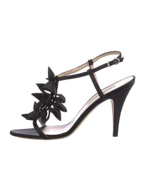 Oscar de la Renta Satin Beaded Accents Slingback Sandals