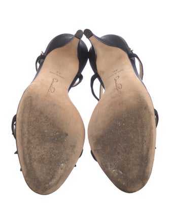 Oscar de la Renta Satin Beaded Accents Slingback Sandals