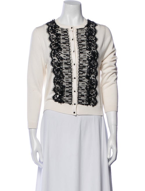 Oscar de la Renta Virgin Wool Printed Sweater