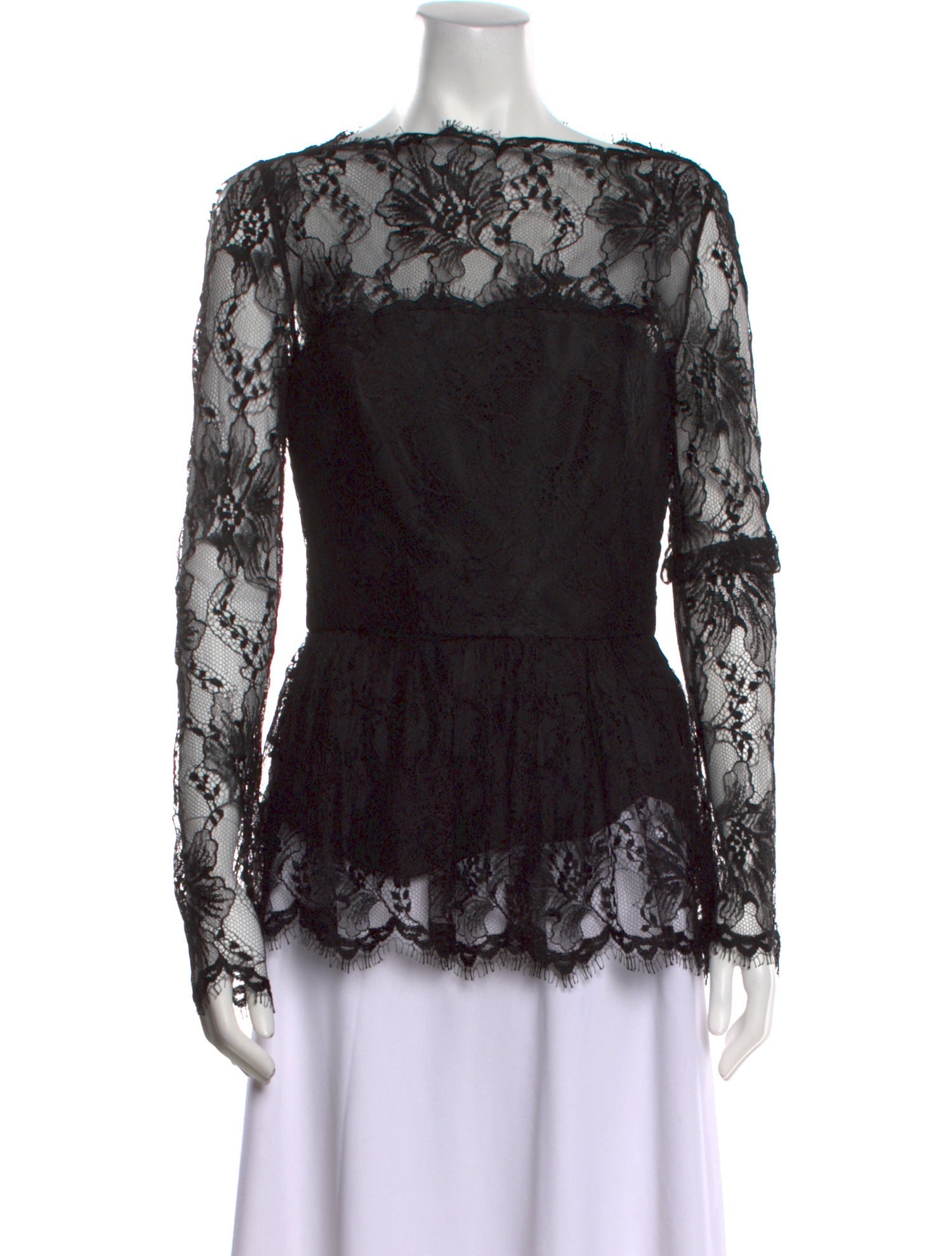 Oscar de la Renta Silk Lace Pattern Blouse