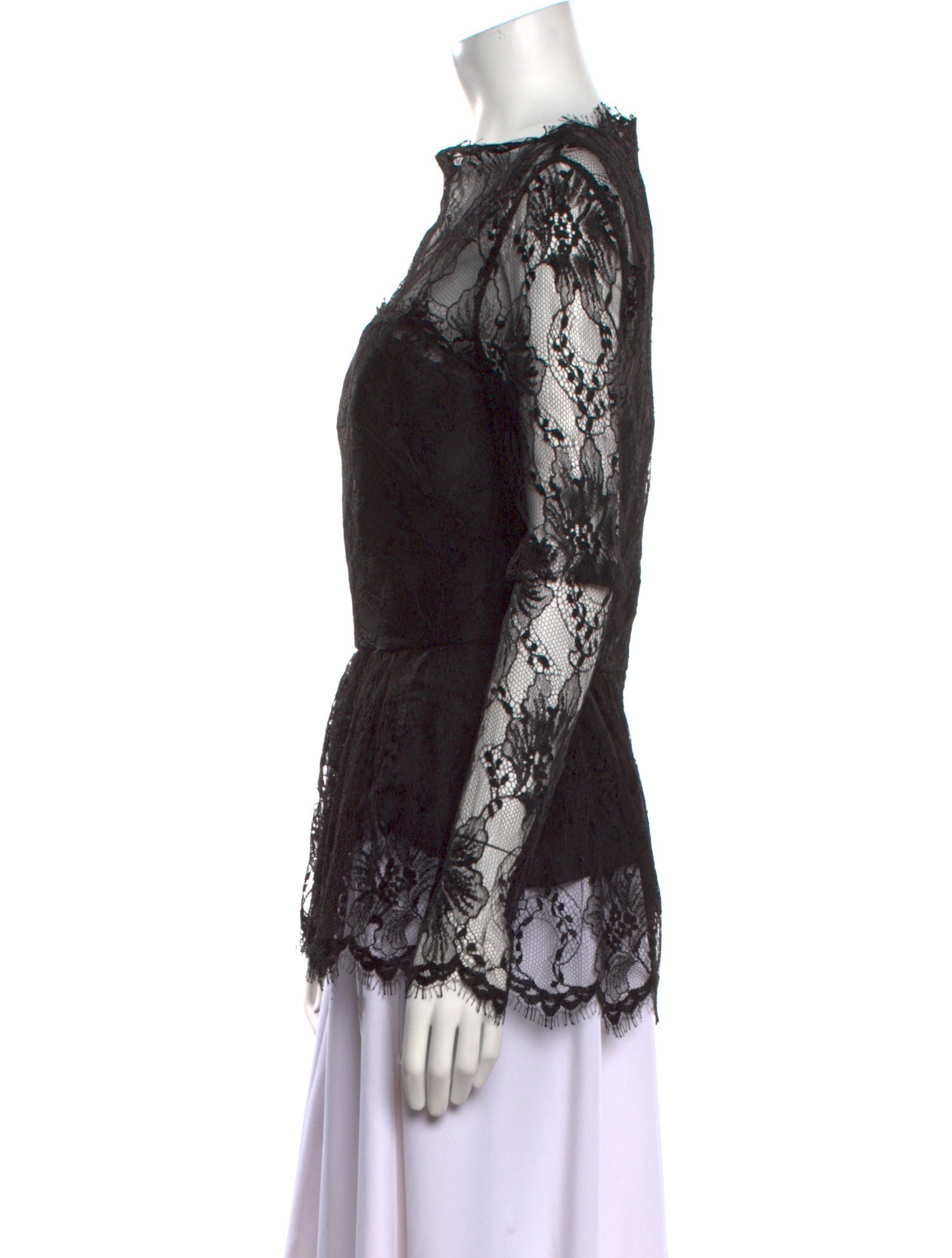 Oscar de la Renta Silk Lace Pattern Blouse