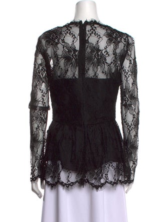 Oscar de la Renta Silk Lace Pattern Blouse
