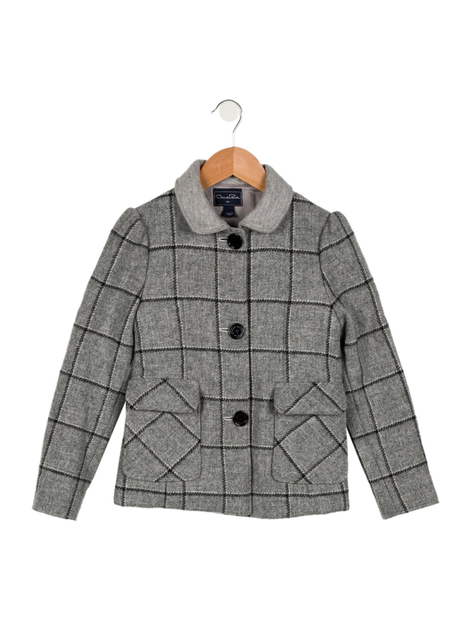 Oscar de la Renta Wool Checkprint Coat