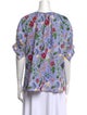 Oscar de la Renta Floral Print Crew Neck Blouse