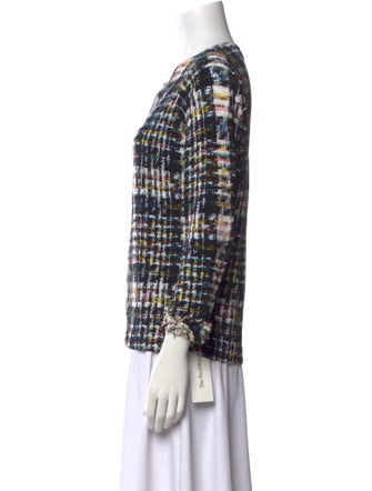 Oscar de la Renta Plaid Print Crew Neck Sweater