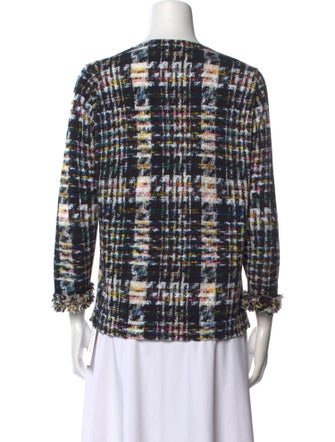 Oscar de la Renta Plaid Print Crew Neck Sweater