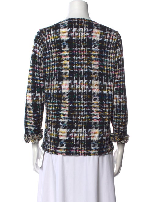 Oscar de la Renta Plaid Print Crew Neck Sweater