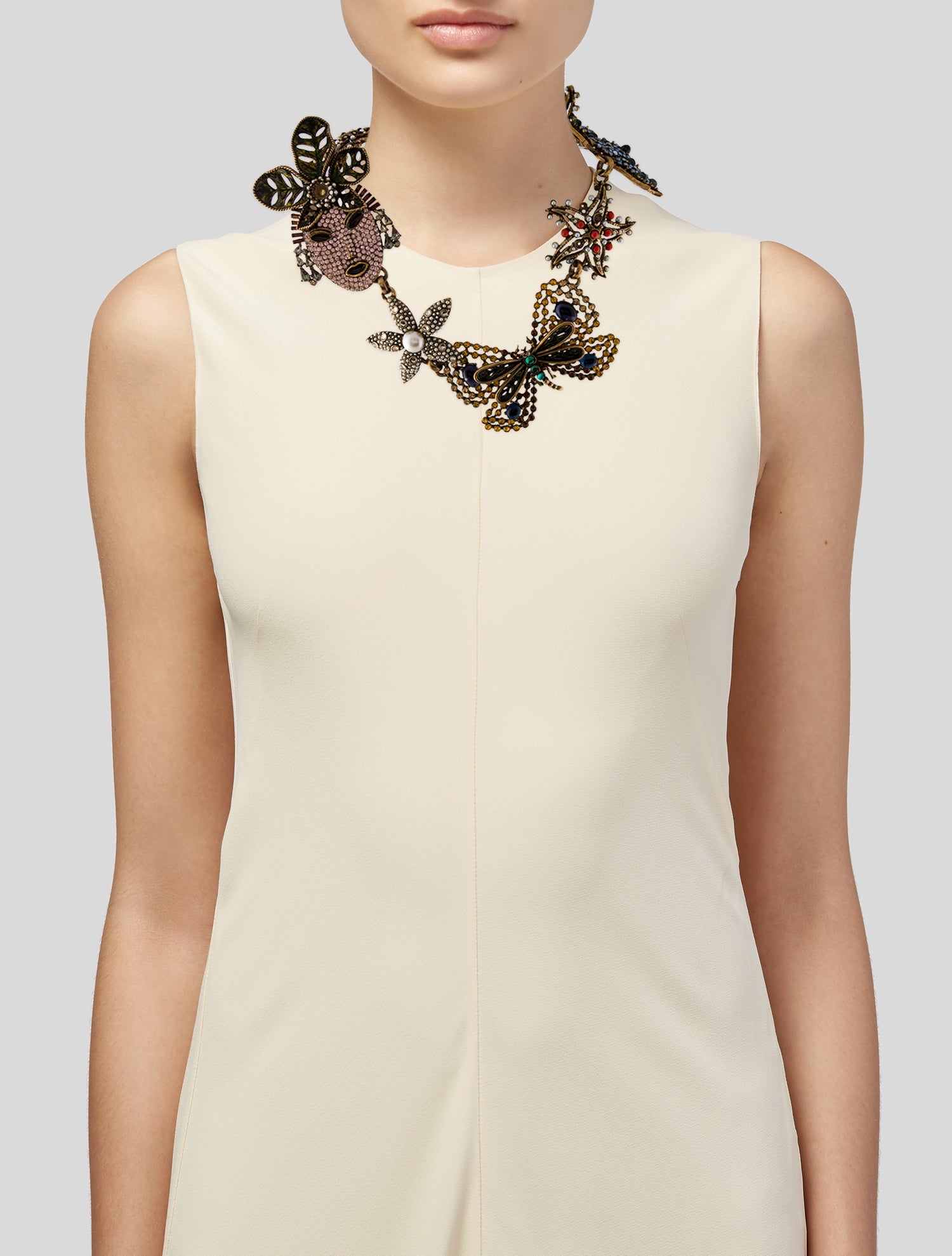 Oscar de la Renta Faux Pearl, Crystal & Glass Collar Necklace