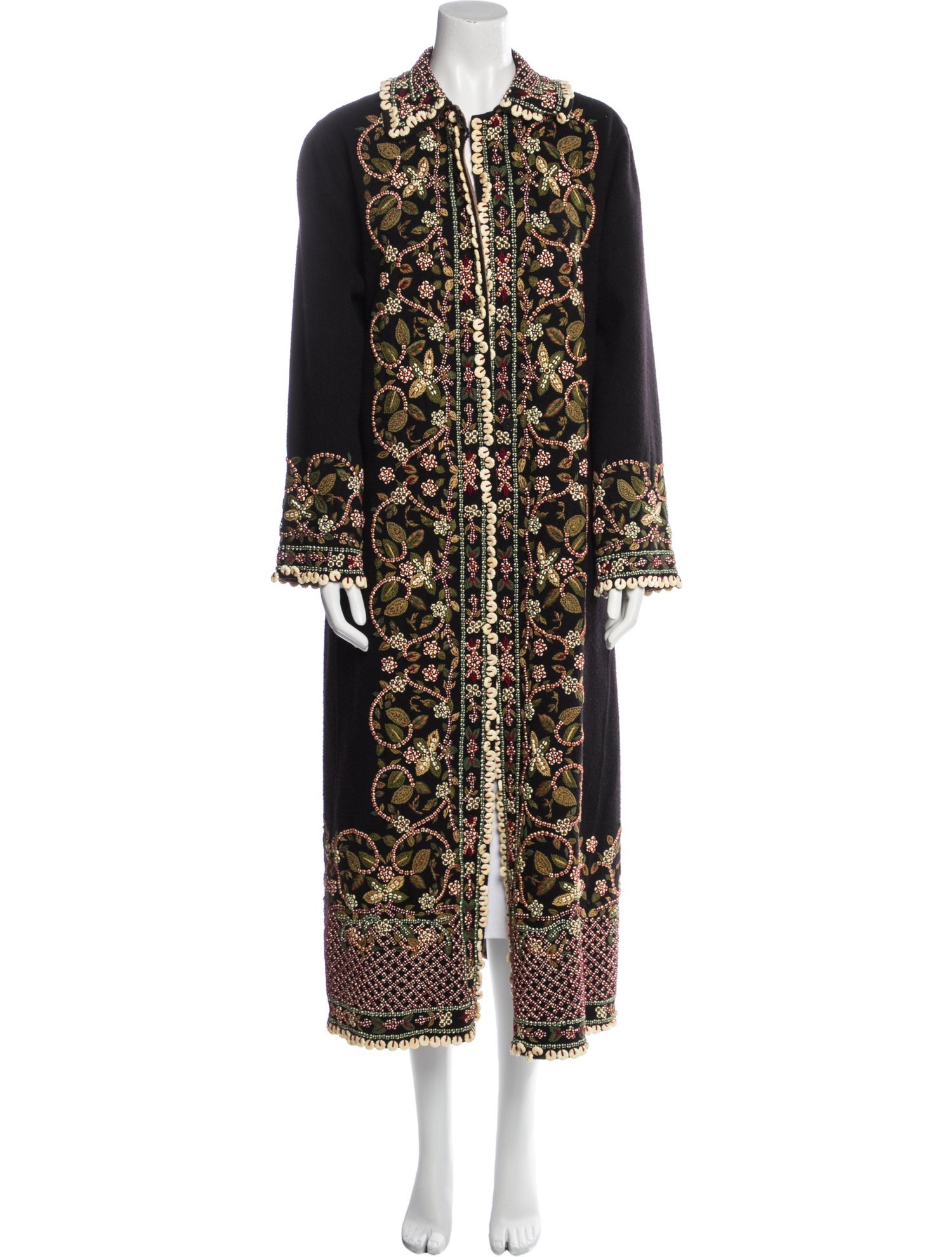 Oscar de la Renta Cashmere Floral Print Coat
