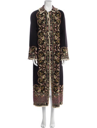 Oscar de la Renta Cashmere Floral Print Coat