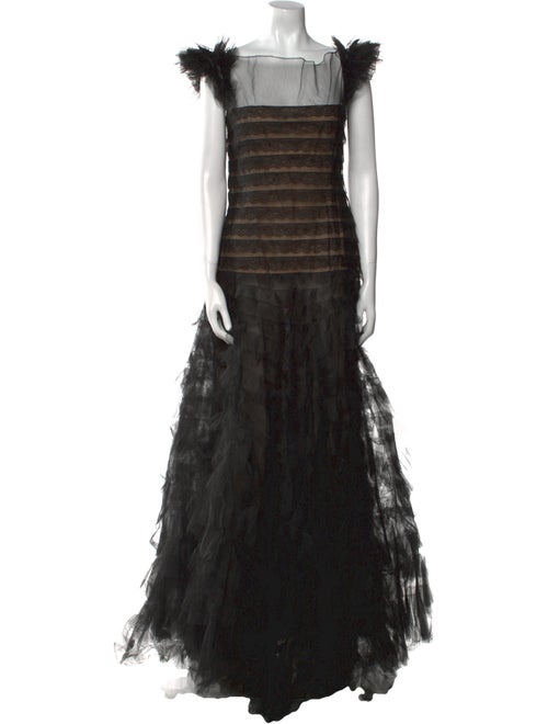 Oscar de la Renta Lace Pattern Long Dress