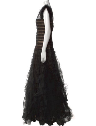 Oscar de la Renta Lace Pattern Long Dress