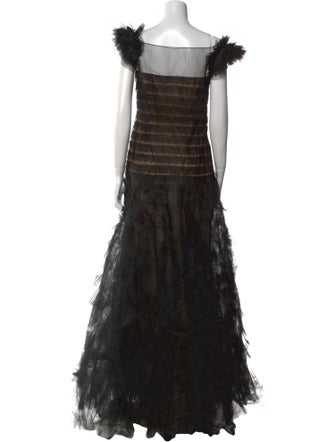 Oscar de la Renta Lace Pattern Long Dress