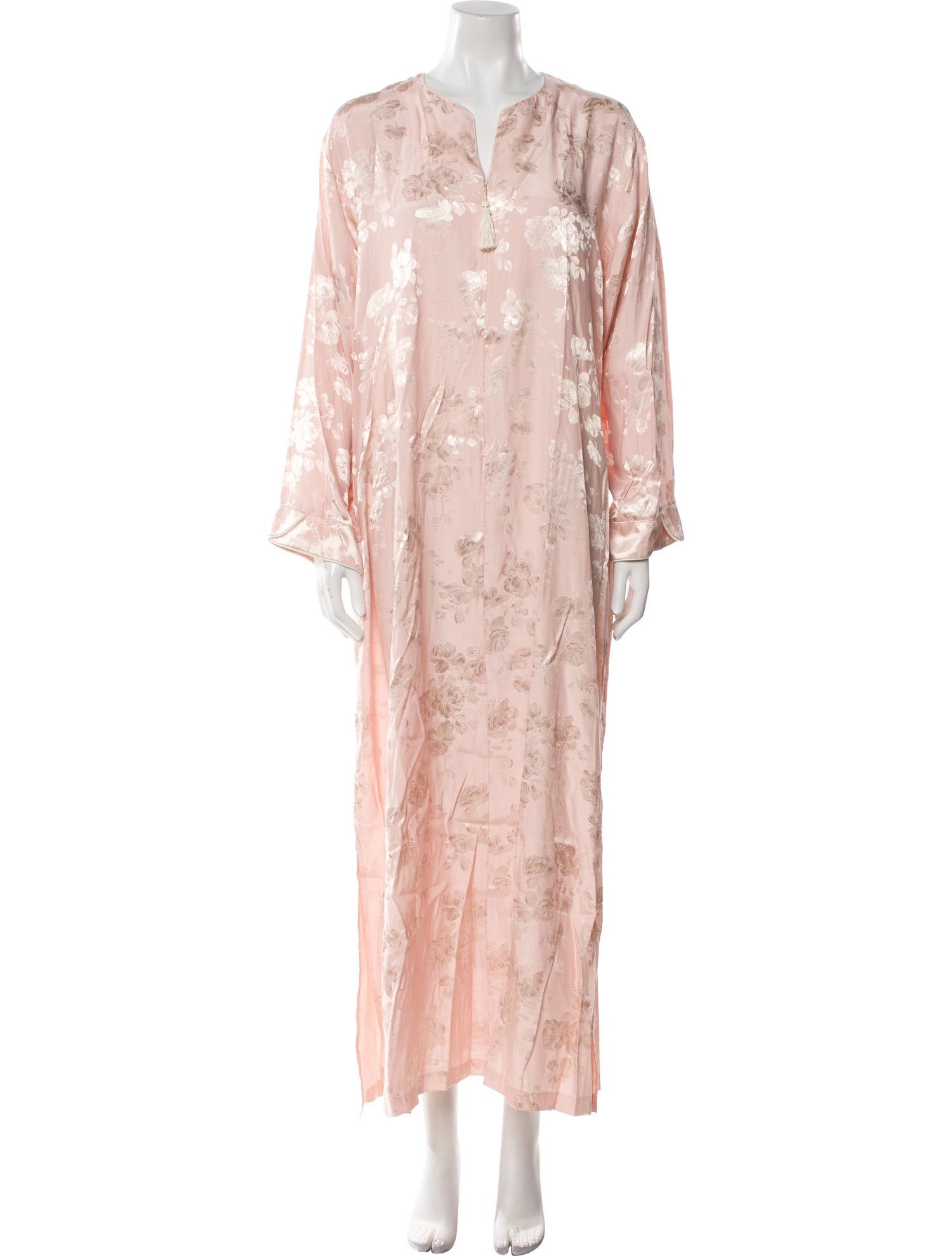 Oscar de la Renta Floral Print Tassel Accents Nightgown