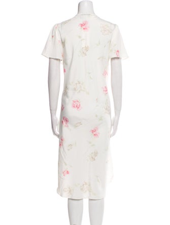 Oscar de la Renta Floral Print Mesh Accents Nightgown