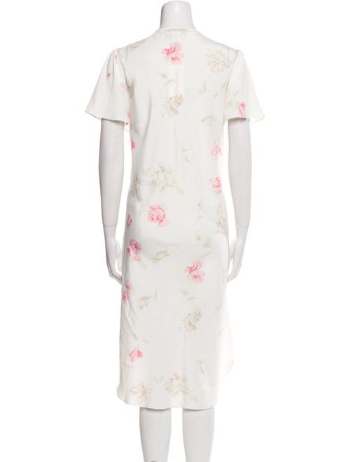 Oscar de la Renta Floral Print Mesh Accents Nightgown
