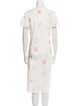 Oscar de la Renta Floral Print Mesh Accents Nightgown