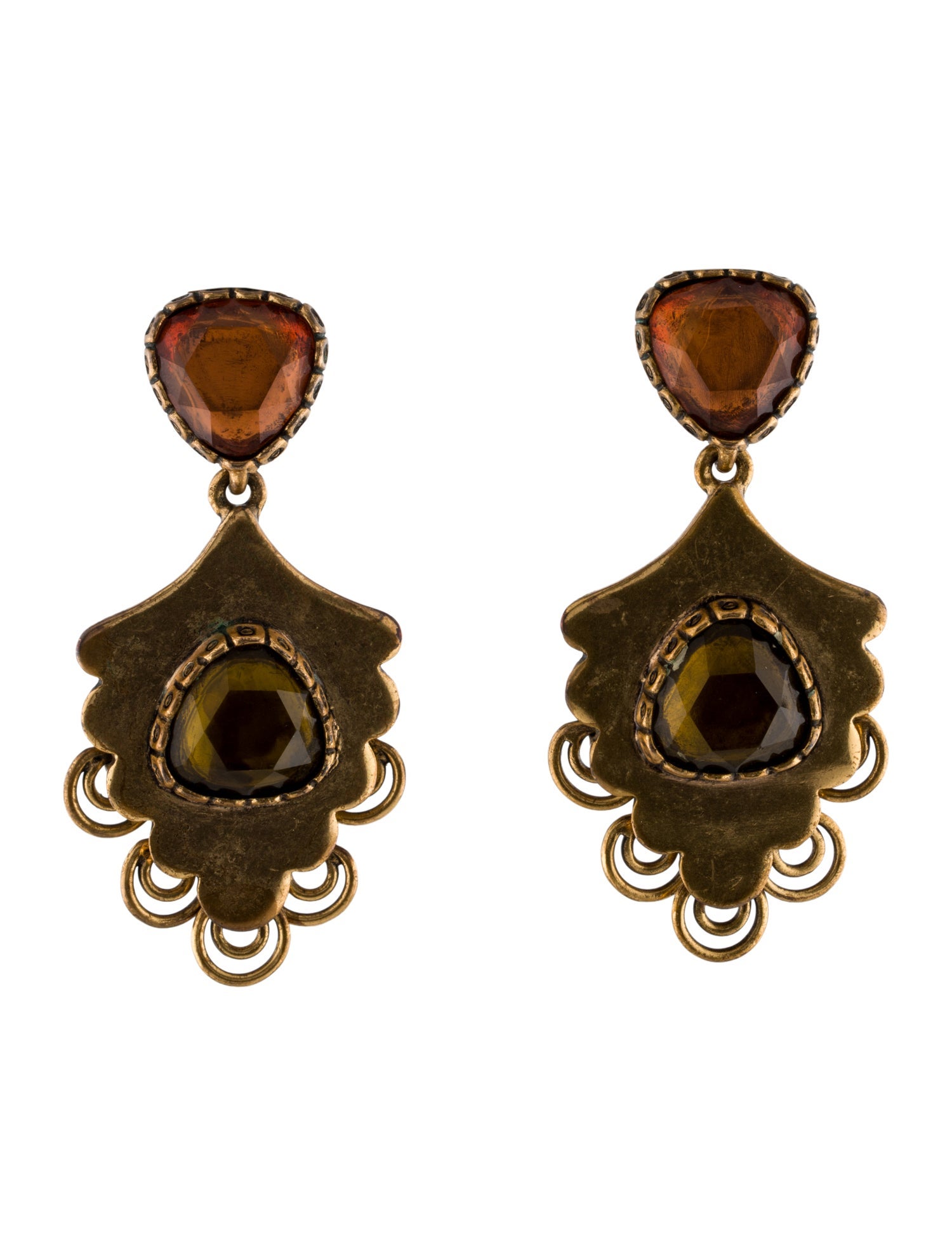 Oscar de la Renta Crystal Drop Clip-On Earrings