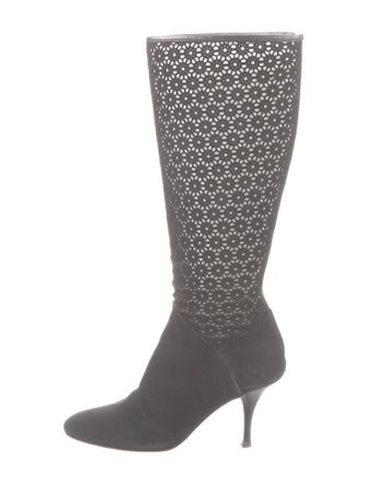 Oscar de la Renta Suede Printed Sock Boots