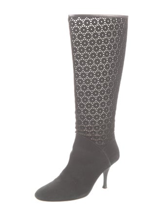 Oscar de la Renta Suede Printed Sock Boots